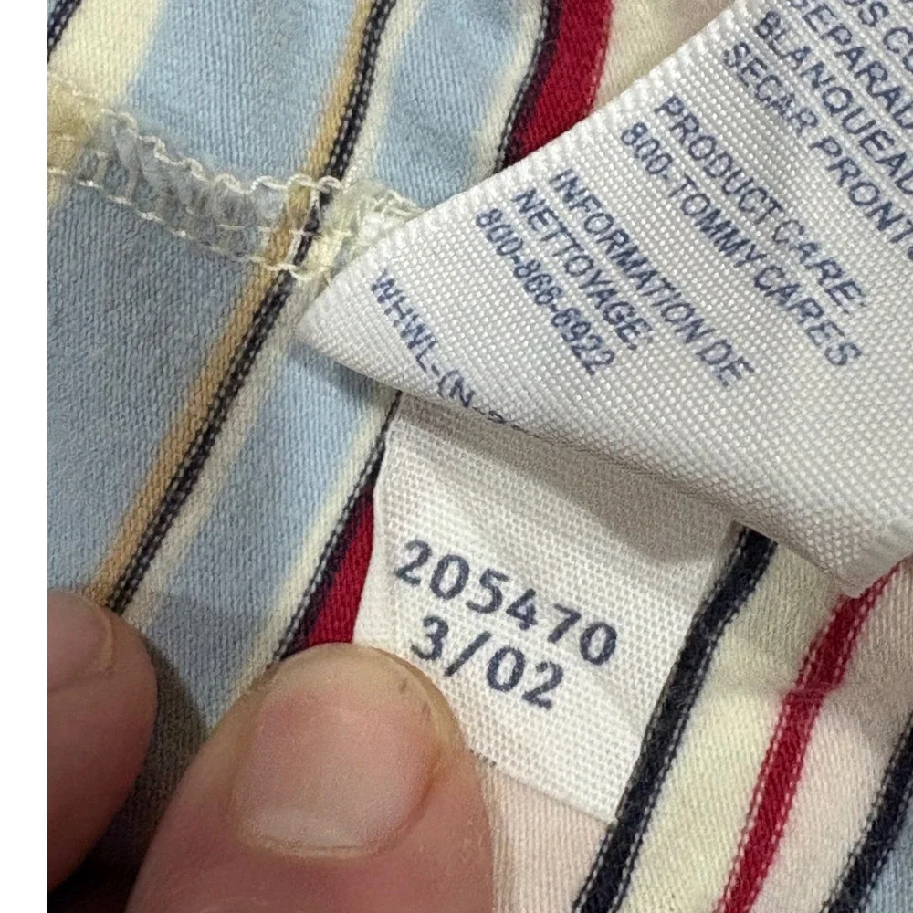 Vintage‎ Y2K Tommy Hilfiger Striped Cardigan Sweater Blue Cream Preppy Women's L